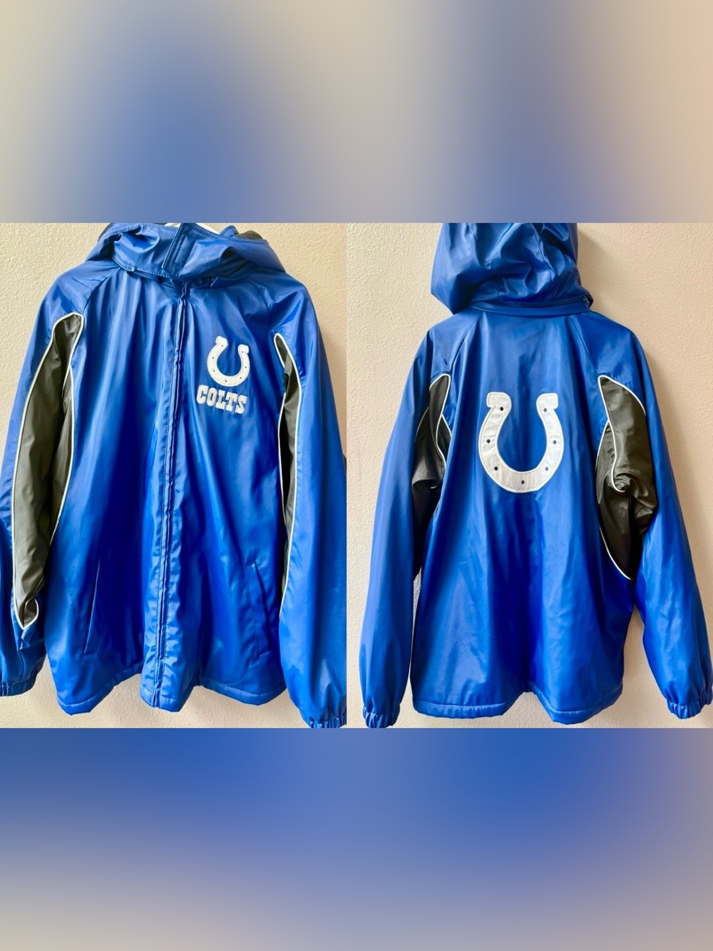 Vintage 90’s NFL Indianapolis Colts Full Zip Lined Removable Hood Jacket Mens L